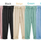 Plus Size Solid Color Elastic Waist Loose Cropped Trousers